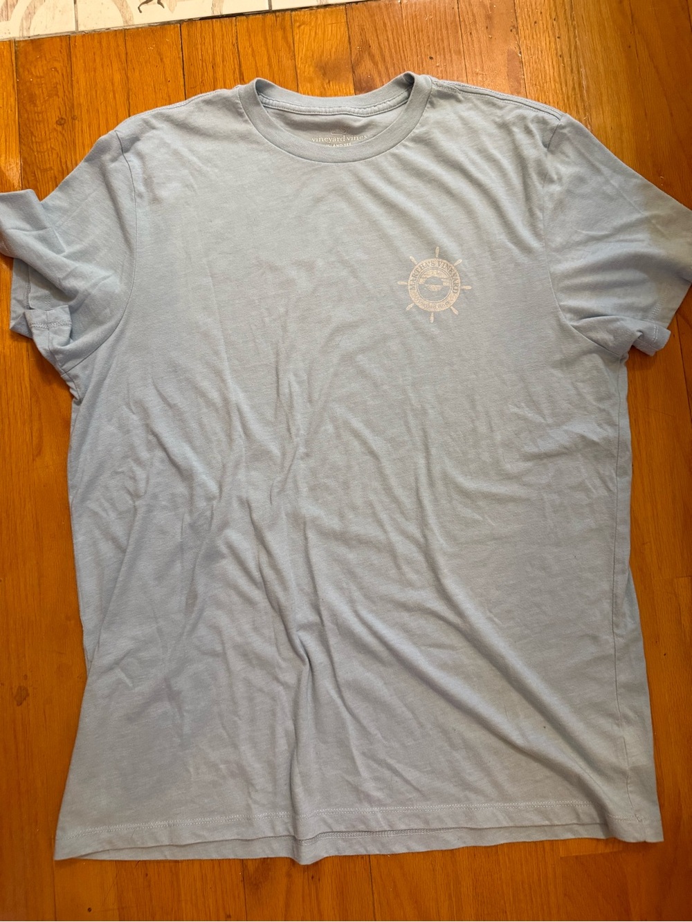 Vineyard Vines Pale Blue Short Sleeve Crew Tee with Chest Graphic